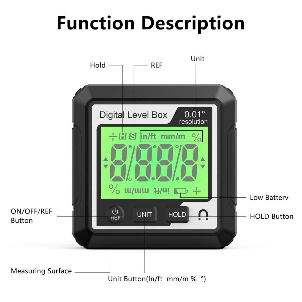 Digital Level Angle Gauge Mini Angle Finder Level Box Magnetic Base Back Light Bevel Gauges Inclinometer for Carpentry