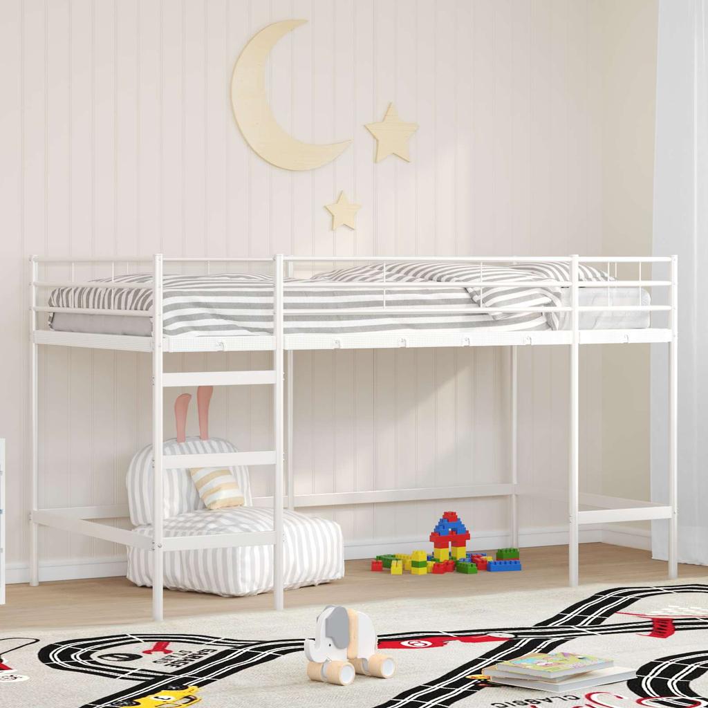 Kids Loft Bed White 79.5 x 200 cm Steel
