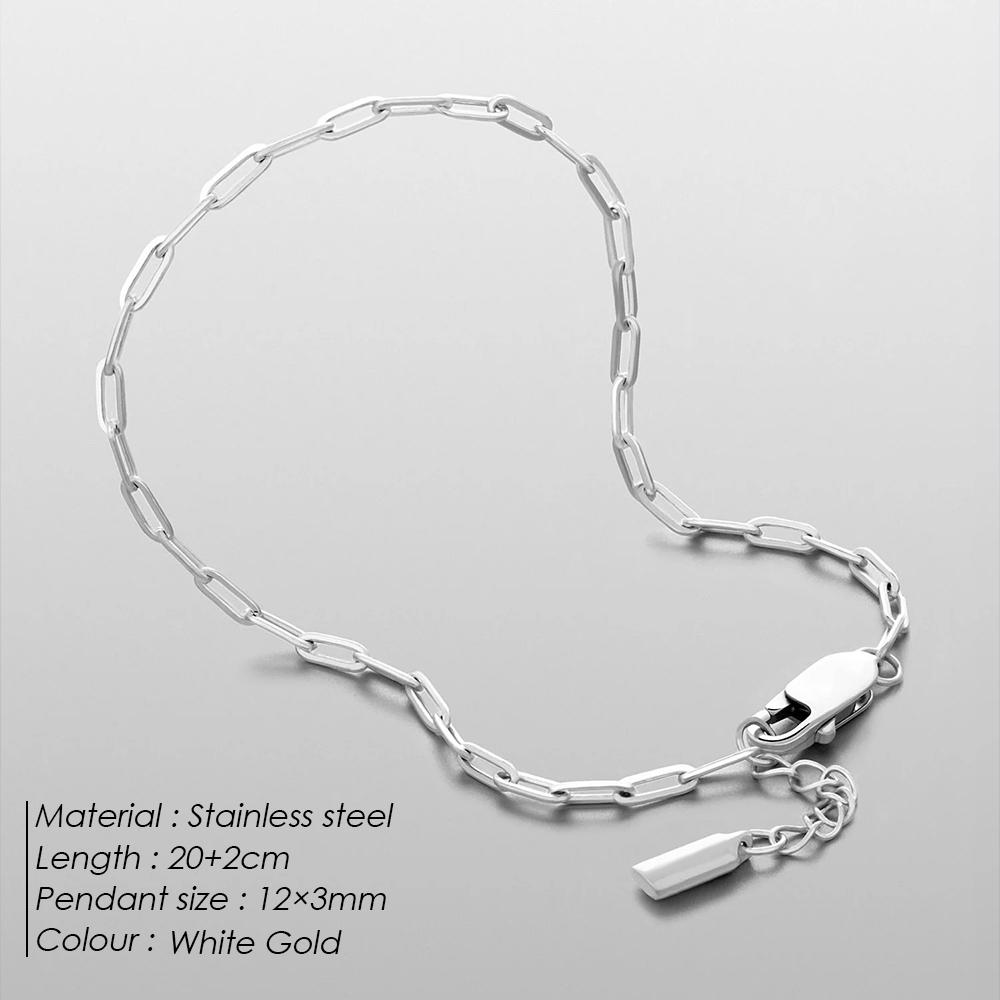 EMANCO Simple Men's Bracelet 2MM Stainless Steel Paperclip Chain Adjustable Fashion Accessories Birthday Party Gifts Direct