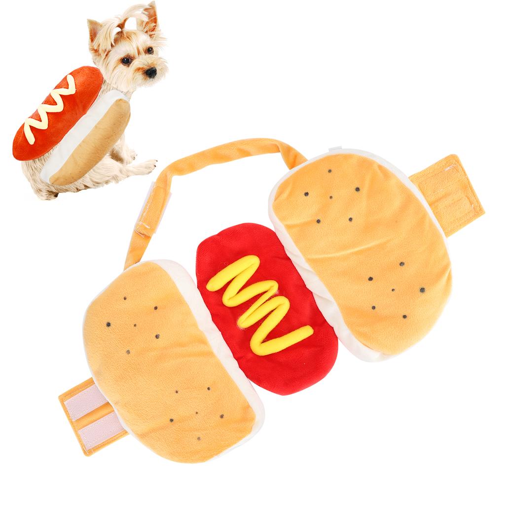 Хлопок желтый Pet Hot Dog Dress Гамбургер Одежда Теплая одежда Принадлежности для собак