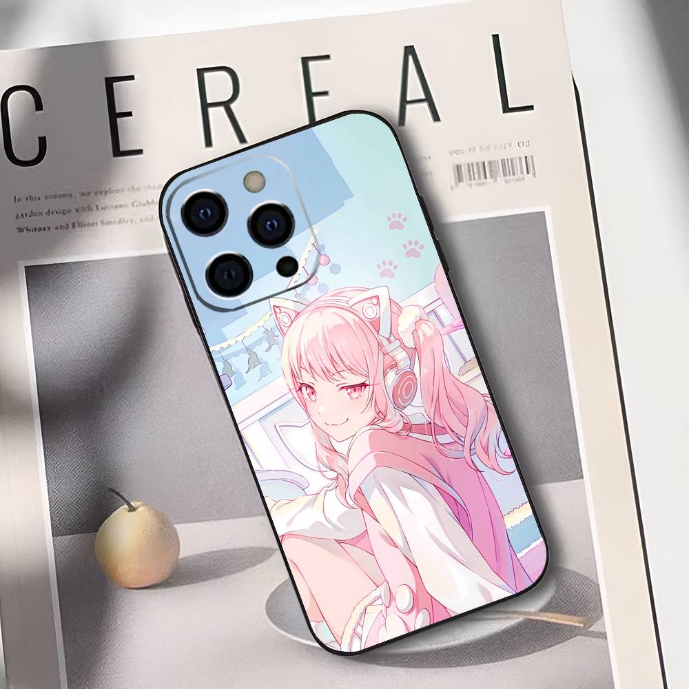 P-Project S-SEKAI Мизуки Акияма Чехол для телефона Для iPhone 17,16,15,14,13,12,11,Plus,Pro,Max,Plus,XS, мягкий чехол Черный силикон