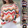 Women's Fashion Sweater With Loose Stripes And A Knit Round Neck