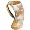 15.24 Cm Handmade Viking Horn Mugs Set of 2m Medieval Mead Cups with Wooden Base