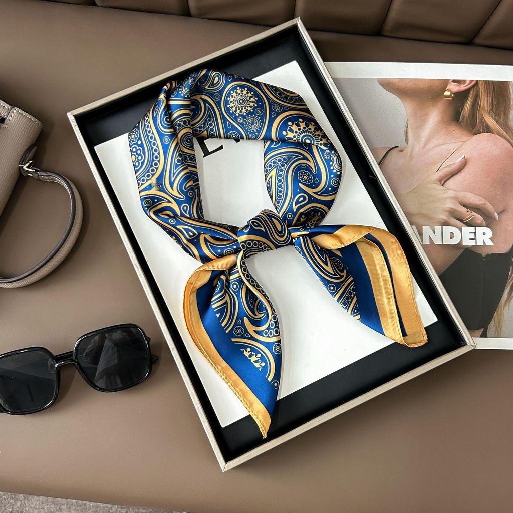 Шелковый шарф премиум-класса с принтом в корейском стиле - Универсальный модный аксессуар