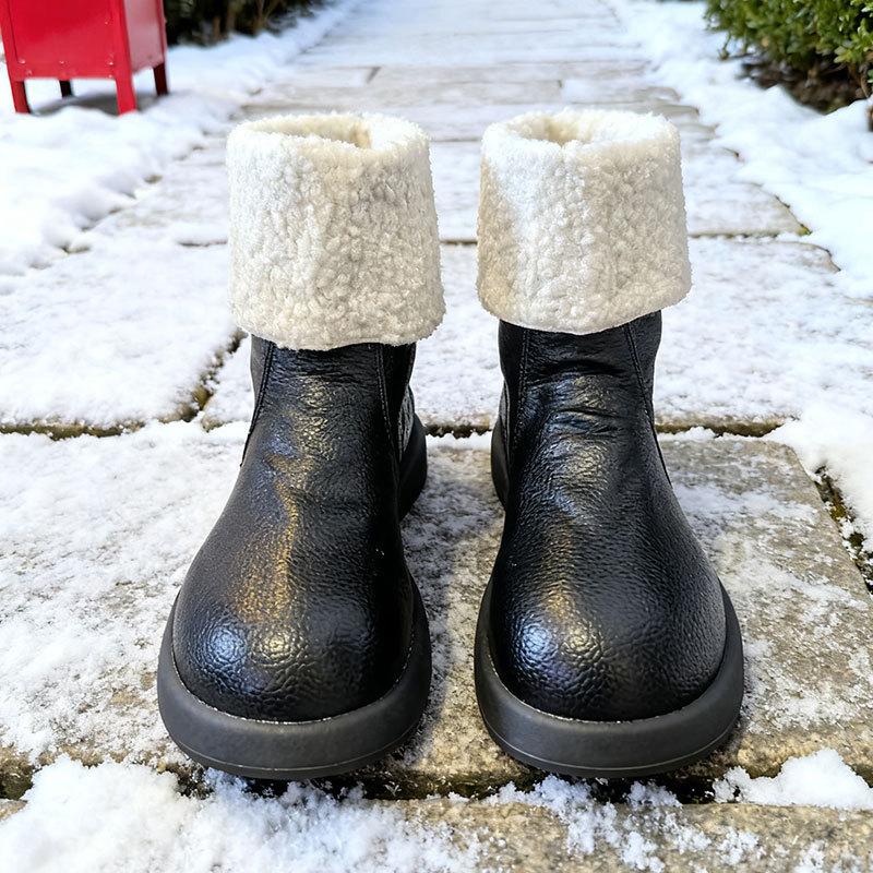 Women's Fashion Soft-Sole Winter Warm Fleece-Lined Snow Boots with Fleece Lining Short Boots, Slip-Resistant Casual Athletic Cotton Boots