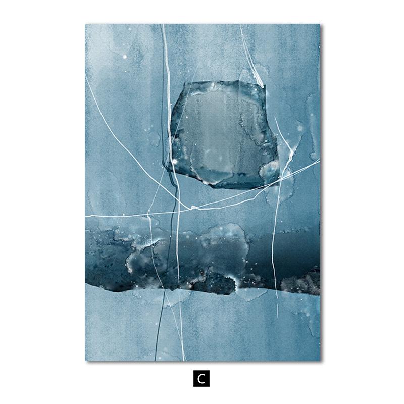 Blue Marble Nordic Poster Modern Wall Art Canvas Print Abstract Line Painting Decorative Pictures for Living Room Home Decor