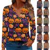 Женская мода с длинным рукавом V-образным вырезом и принтом на Хэллоуин в стиле кэжуал