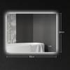 Anti-Fog Bathroom Mirror with Adjustable Brightness and Color, in Glass and Aluminium Alloy, 80x60x4 cm