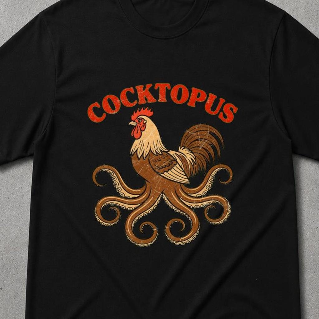 Cocktopus T-Shirt, Unwearable Shirts, Octopus Illustration, Humoristic Shirt, Funny Meme Shirt, Cringy Shirts, Brain Rot Shirt, Cursed Shirt