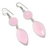 Natural Pink Chalcedony Gemstone Handmade 925 Sterling Silver Earring 2.56" P7K08
