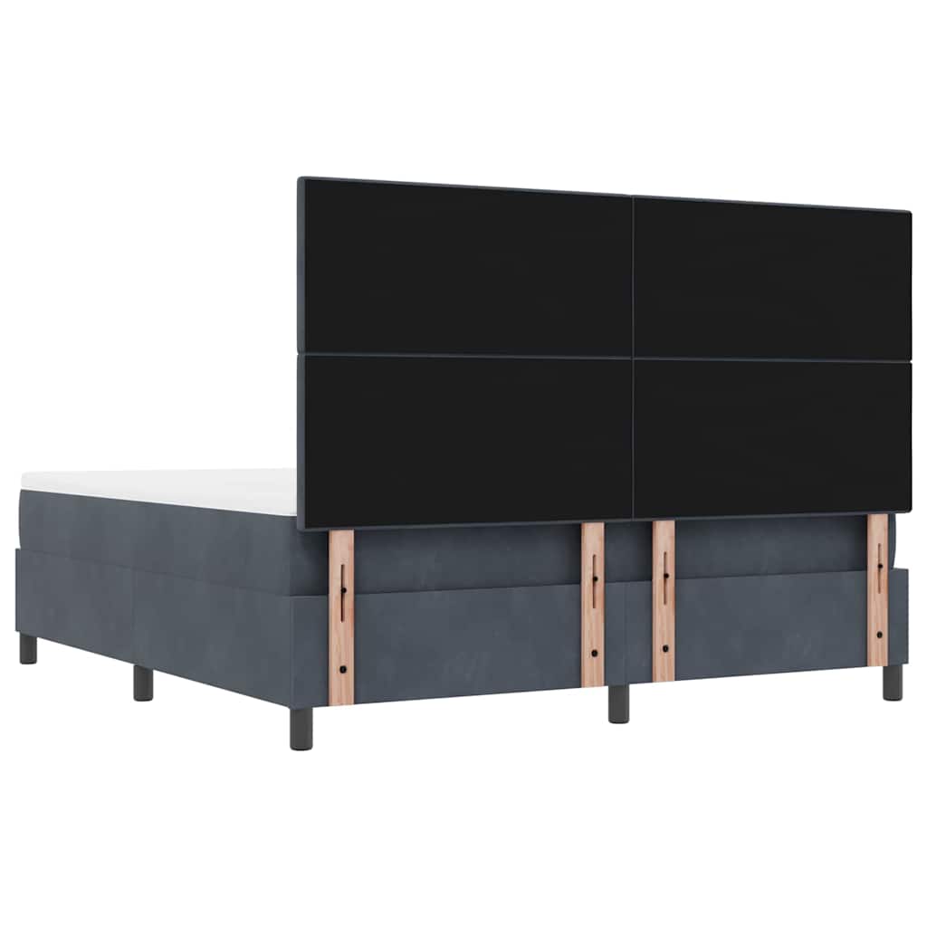 Box Spring Bed with Headboard Dark Gray 200 x 180 cm Velvet