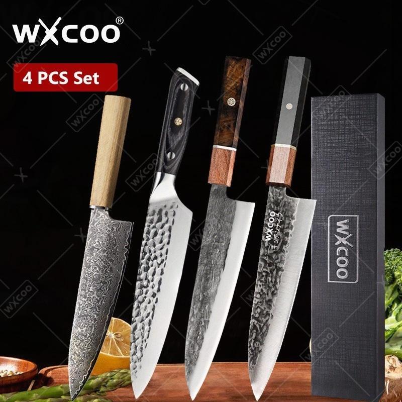 WXCOO Кухонные Ножи Дамасские Кованые Шеф-нож Мясницкий Топор Нож для Нарезки Мяса Нож для Нарезки Фруктов Кухонные Аксессуары