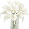 White Calla Lily 10Pcs Artificial Flowers Bouquet for Wedding Bride Shower Blessing Gift Home Decoration Without Vase