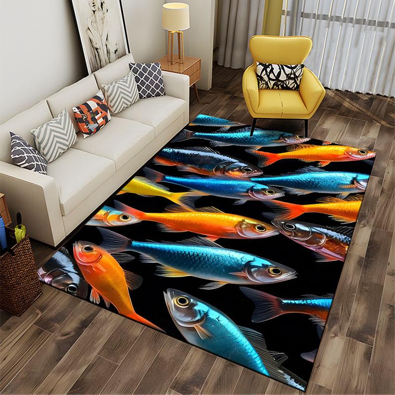 Colorful Fish Pattern Carpet suitable as a non-slip mat for the living room or bedroom sofa
