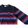 Б/у Хорошее состояние Сделано во Франции LACOSTE AH6788 Нашивка с логотипом-крокодилом Свитер с воротником-стойкой из органического хлопка Вязаный FR:3 США:S Темно-синий Синий Красный