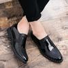 Fashion Platform Leather Shoes Men Brogue Patent Casual Shoes Man Lace Up Oxford Dress Shoes Elevator Formal Club Party