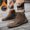 Классические зимние мужские ботинки из натуральной кожи, плюшевые теплые мужские зимние сапоги, непромокаемые уличные мужские рабочие ботинки в римском стиле, мужские мотоциклетные ботинки