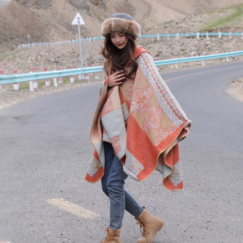 Дышащая, теплая и универсальная домашняя, осенне-зимняя женская шаль для путешествий, толстый плащ, одеяло с кондиционером