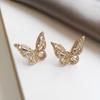 1 Pair Ear Studs Butterfly Shape Rhinestone Faux Crystal Decor Hollow Anti-rust Anti-allergy Lightweight Ear Decoration Jewelry Lady Prom