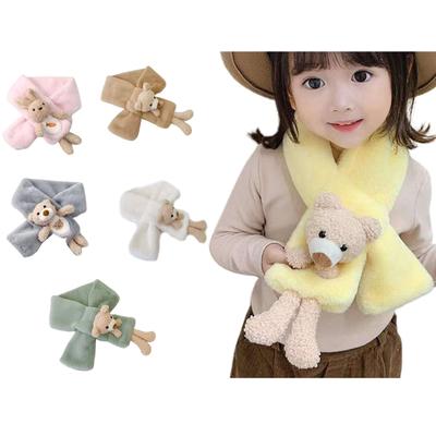 Девушка Однотонный Утолщенный Плюшевый Воротник-Распятье Шарф-Обмотка Медведь Зимние Грелки для Шеи для Женщин Зимний Теплый Шарф Грелка для Шеи