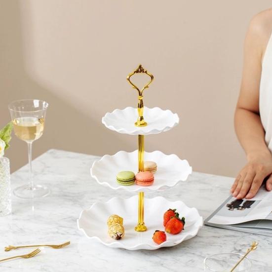 3-Tier Cupcake Stand Holder Plastic Serving Platter for Afternoon Tea Dessert Display Stand for Weddings Parties