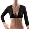 Mesh Navel Exposed Long Sleeved Acrylic Fibers Arm Wrap Portable Mesh Chest Support Top