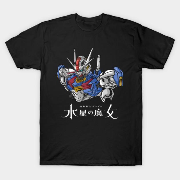 Asian Size Cotton Unisex Tshirt Print T-shirt Gundam Aerial The Witch From Mercury T-shirt No-Cut Print Regular Fit