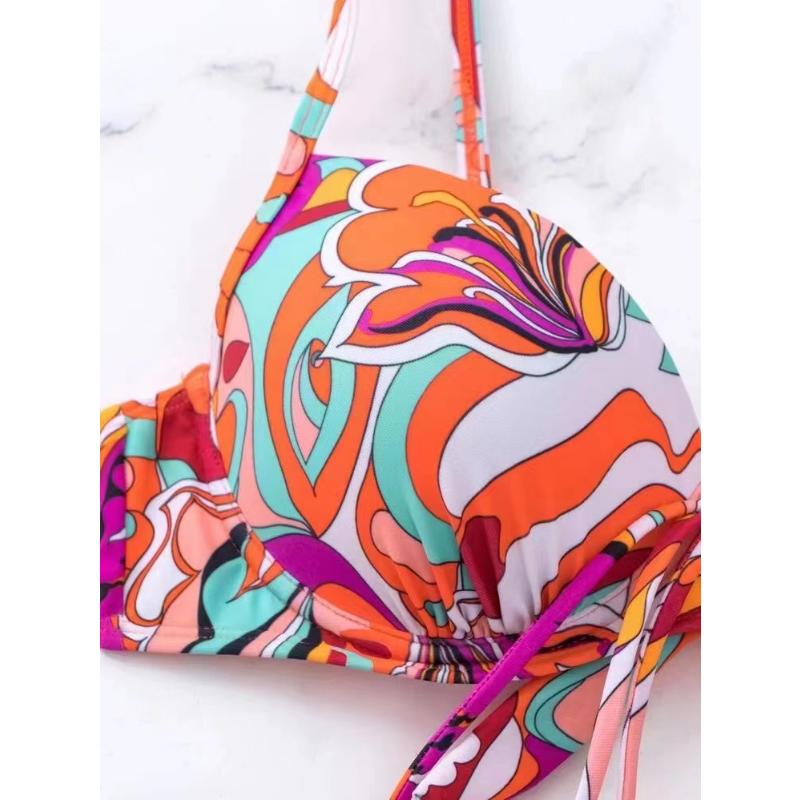 Printed Female Swimsuit High Waist Bikini Women Swimwear Two-piece Bikini Set With Bra Cup Bather Bathing Suit Swim