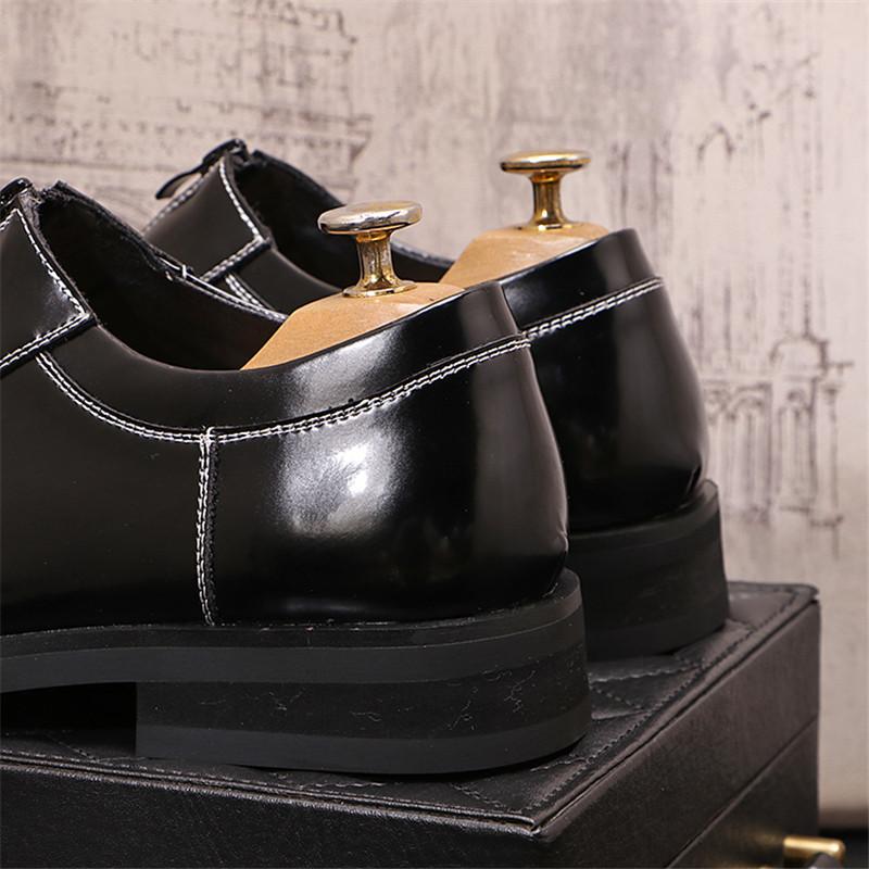 Fashion Fashoin New Arrival Men Pointed Black Slip On Casual Leather Shoes Male Novelty Loafers Wedding Dress Formal Flats Footwear