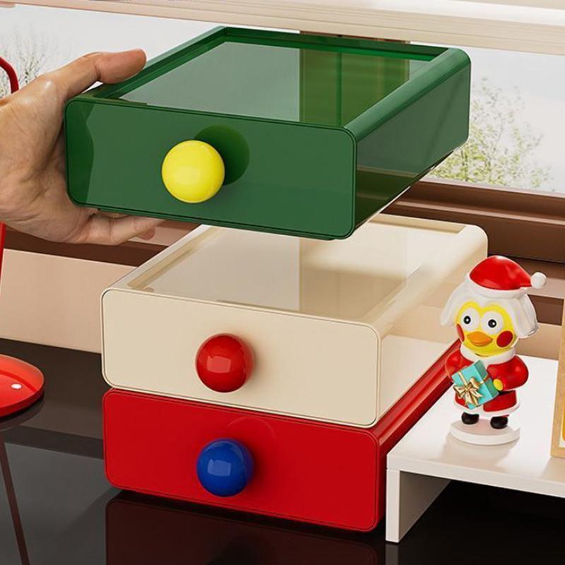 Desktop Storage Drawer Stackable Pull Out Storage Boxes Color Contrast Drawer Organizer Office Sundries Stationery Storage Case