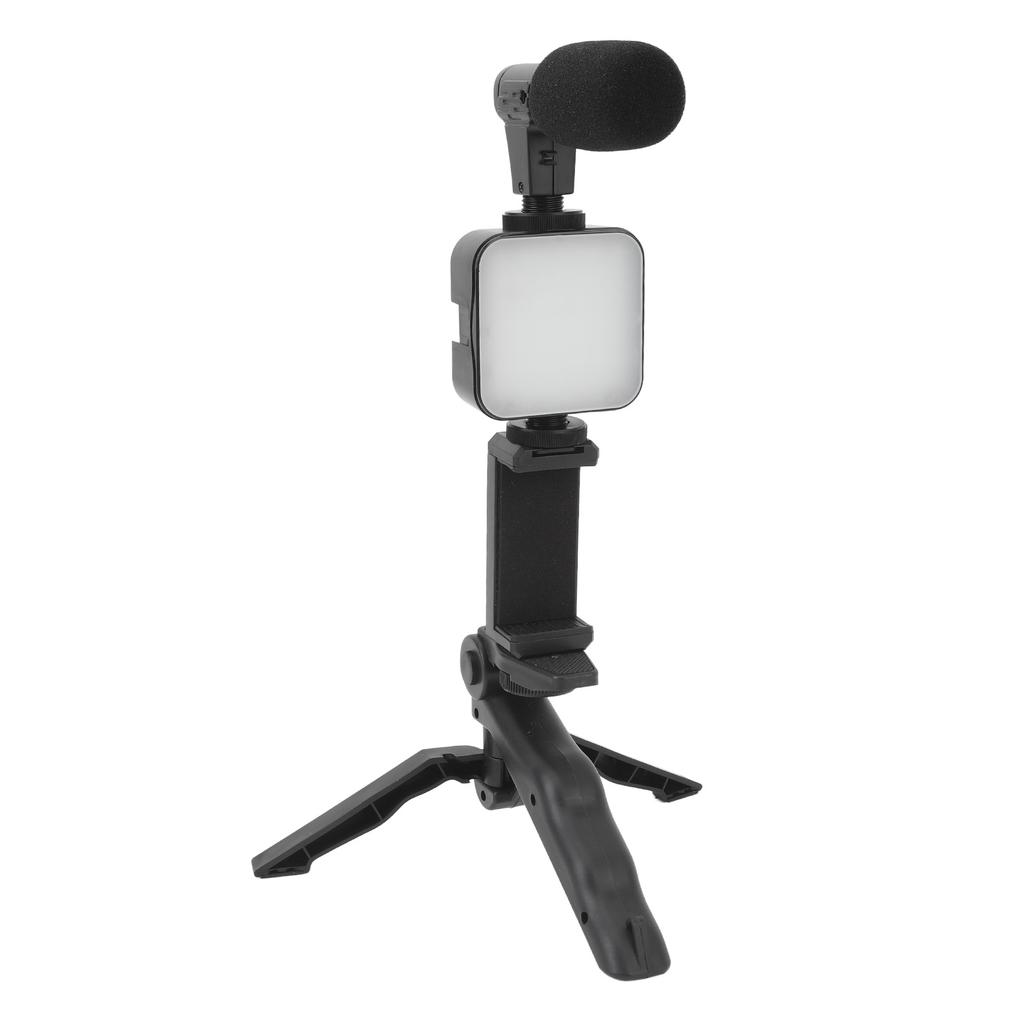 Smartphone Video Vlog Kit LED Fill Light Tripod Microphone Comtroller Noise Reduction for Phone Camera Computer