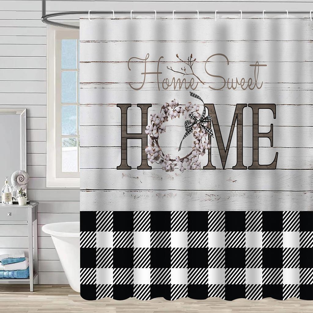 Водонепроницаемая штора для ванной, цифровая печать, растение, ваза, занавеска для душа, без пробивки, перегородка для туалета, ткань для душа