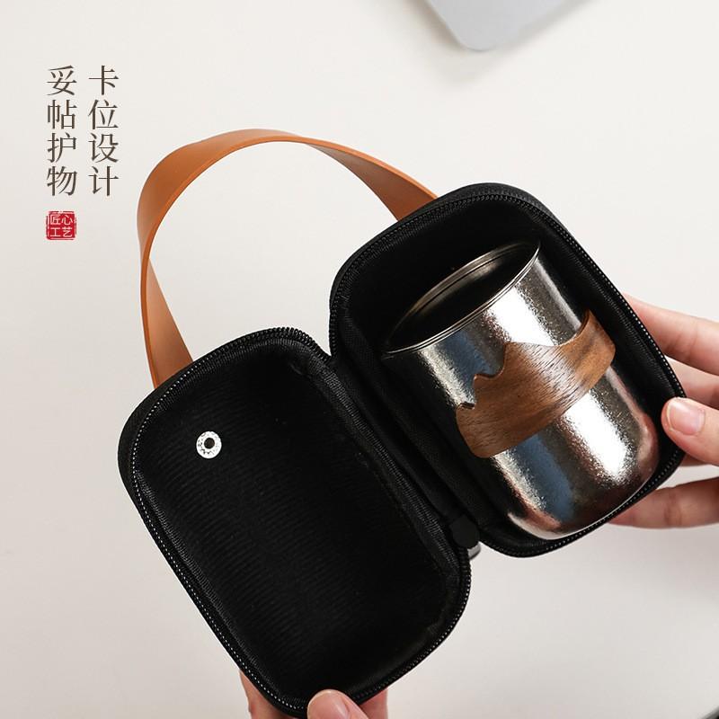 Portable Pure Titanium Tea Set Outdoor Camping Home Use 3-4 Cup Travel Maker Gift Box