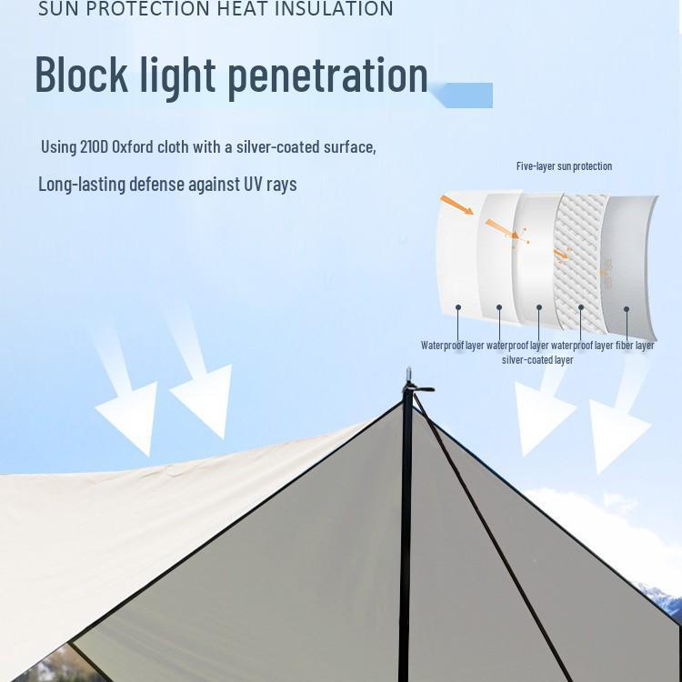 Портативная уличная тентовая палатка - Защита от солнца и дождя, Пергола с серебристым покрытием для кемпинга и использования в парке.