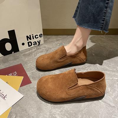 Мода Внутри Увеличенные 2025 Новые Весенне-Осенние Слипоны Женские Балетки Двойной Носки Мягкая Подошва Нескользящие Одинарные Туфли