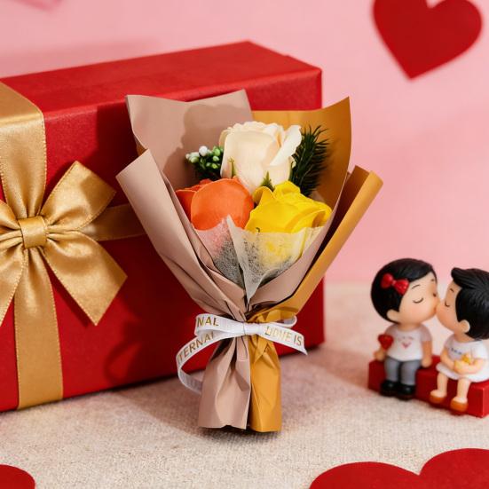 Букет из стабилизированных цветов для женщин, букет из искусственных вечных роз для Дня святого Валентина, Дня матери, Рождества, подарки на день рождения