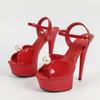 Liyke Fashion Design Pearl Peep Toe Stripper High Heels Туфли на высоком каблуке для свадебного банкета из лакированной кожи с ремешком на щиколотке для женщин