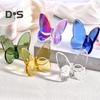 Faux Crystal Butterfly Figurine Mini Flying Butterfly Statue Glass Butterfly Animal Collectible for Home Bedroom Office Desk Decor