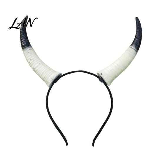 Snap-on Horn Accessories Halloween Ram Headband, Detachable Devil Headpiece for DIY Headband Kit Carnival Party, Festival Cosplay Hair Accessory,