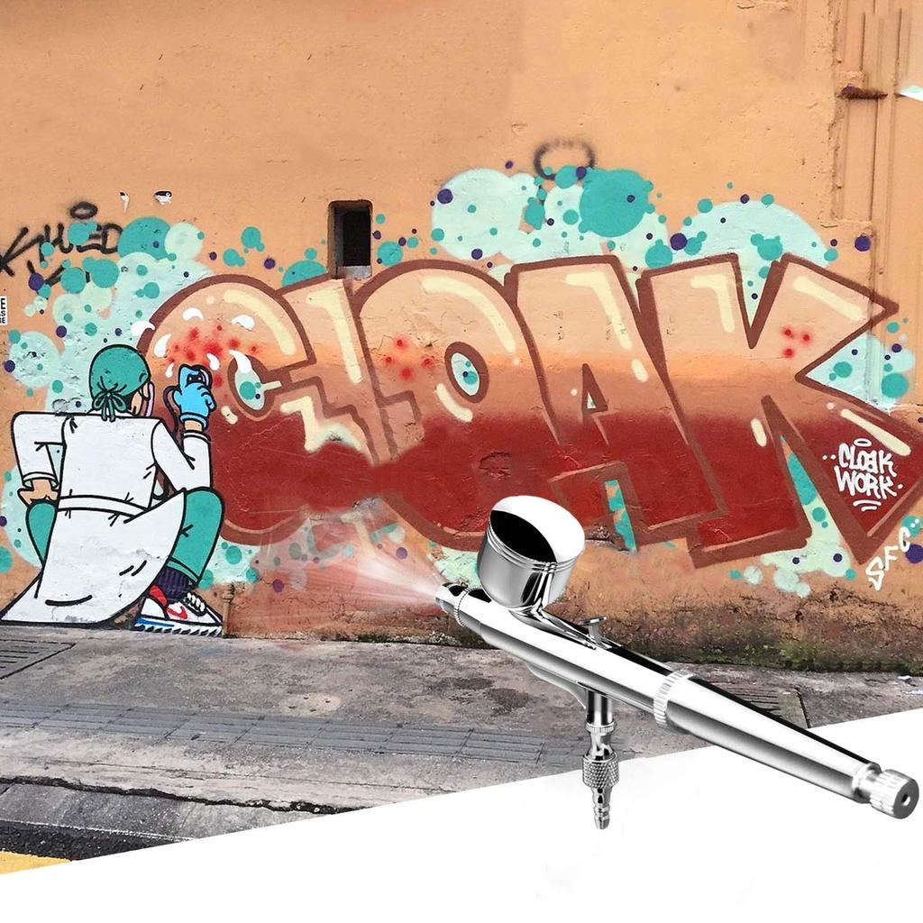 Ausuc 130mm Double Action Gravity Airbrush with 7cc Cup Capacity for Plastic Model Painting, 0.3mm