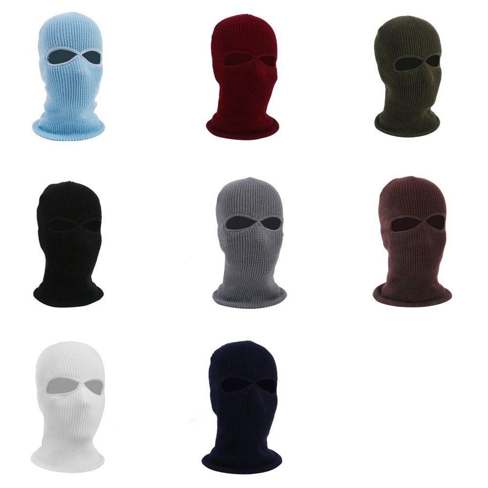 Bonnet Hat Ear Protection 2 Holes Knitted Hats Men Beanies Hat Full Face Cover Women Winter Cap