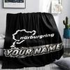 1PC Custom Name Nürburgring Patterned Flannel Blanket Suitable For All Seasons for Home Decor Warmth and Comfort Gifts Holiday Present
