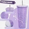 Insulated Straw Tumbler Stainless Steel Rhinestone Cup 24 Hour Hot Cold Water Coffee Drinkware For Office Travel Gym Accessories