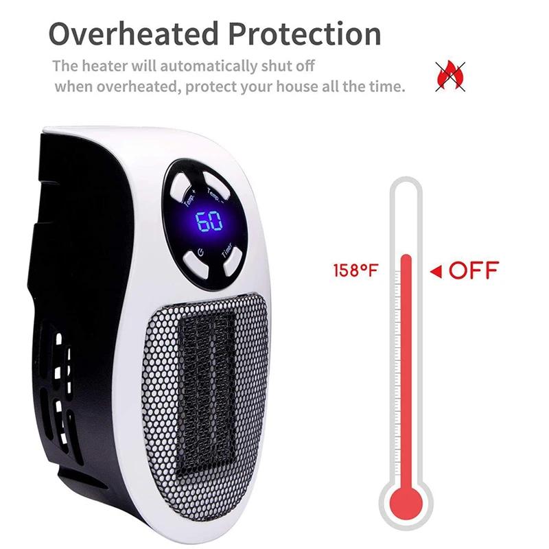 Portable Electric Heater Mini Radiator Plug in Wall with Remote Control Fast Heating Hand Warmer for Room Office Desk Use
