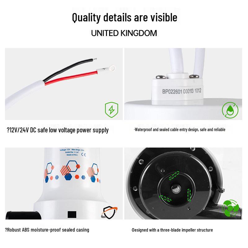 12V/24V DC Submersible Marine Bilge Pump for Fishing Boats - High Flow Seawater Drainage Pump