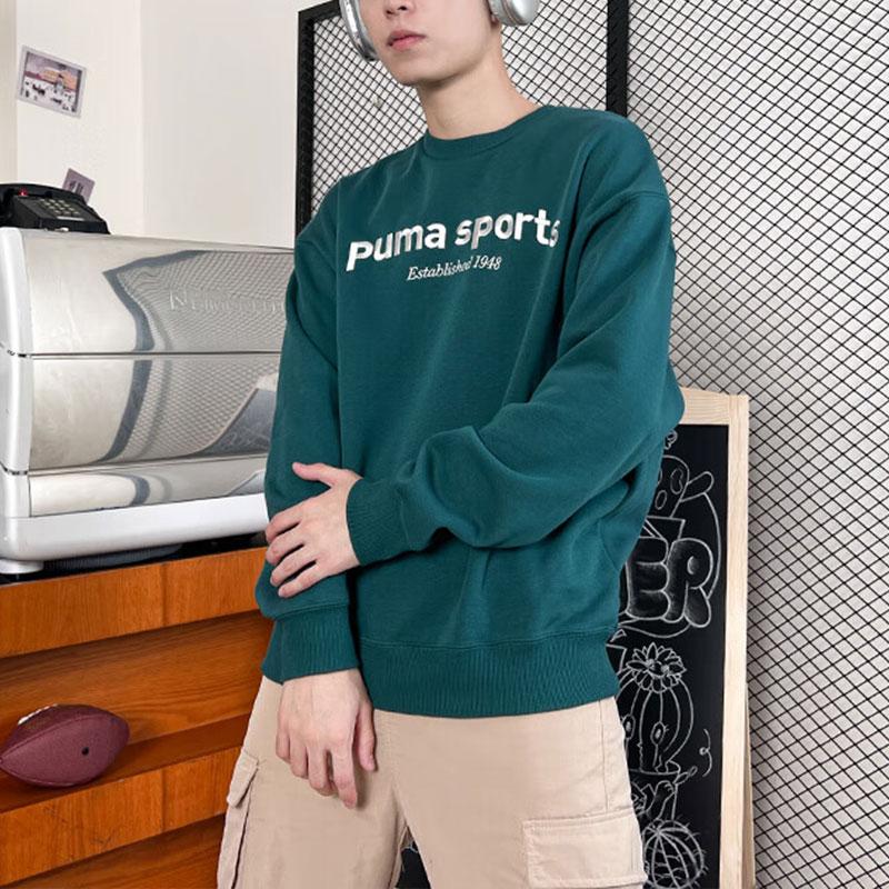 Puma Толстовка с вышитыми буквами, свободная, утолщенная, дышащая, для бега, спортивная, мужская, толстовка с капюшоном, зеленая 625312-43
