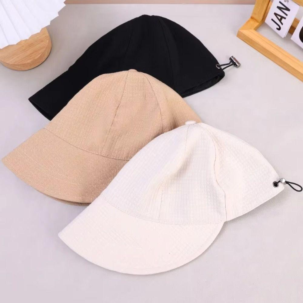 Solid Color Fisherman Hat Sunscreen Canvas Basin Hat Foldable Waffle Bucket Hat Outdoor