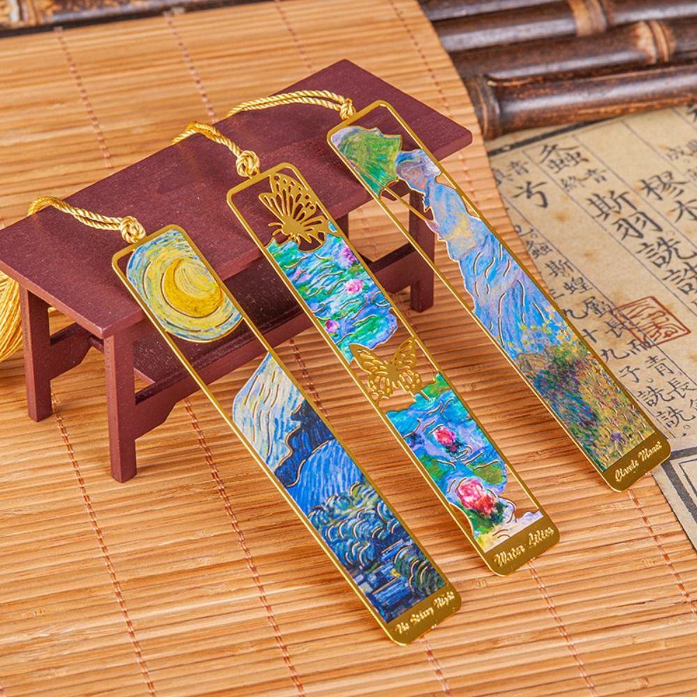 Oil Painting Metal Bookmark Student Gift Pagination Mark Creative Reading Book Clip