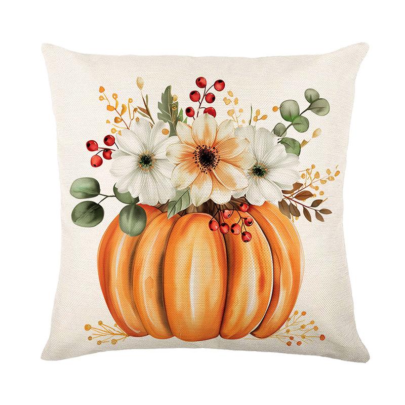 Pumpkin Pillow Cover Linen Printed Sofa Cushion Cover Living Room Bedroom Decoration Pillow Cover Home
