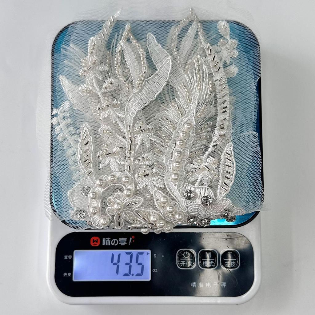 Heavy Industry Mesh Beads Flower Embroidery Cloth Sticker Pair Of Flowers Wedding Dress Dance Dress Collar Lace Applique Accessories